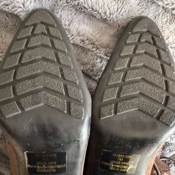 Colin Stuart Brown Genuine Leather Heel stiletto Boots Faux Fur Pointed Toe 7M - Picture 11 of 13